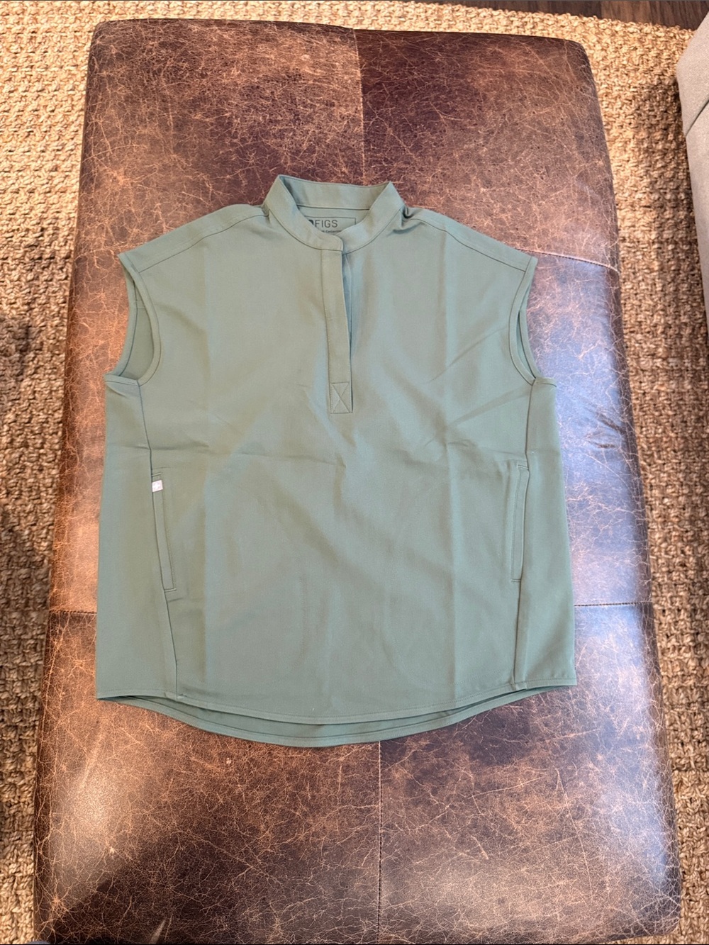 FIGS Women’s Oversized Rafaela Crewneck Sleeveless Pullover in Olive